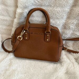 Michael Kors Brown Purse with Gold Hardware